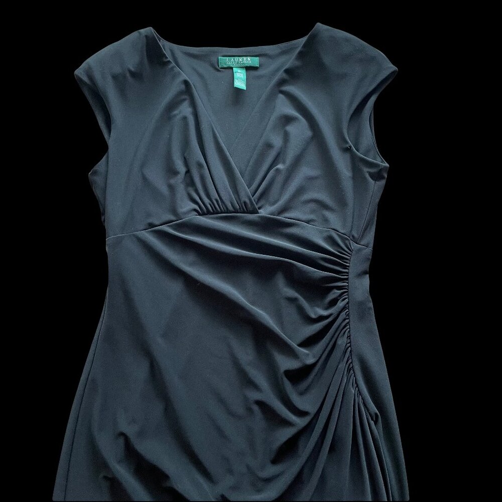 Lauren Ralph Lauren Little Black Rouched Dress Size 10‎
